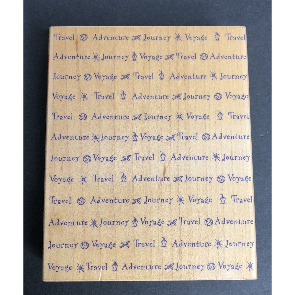 Hero Arts WordPrint Rubber Stamp Travel Word Print S1238 Wood Mounted